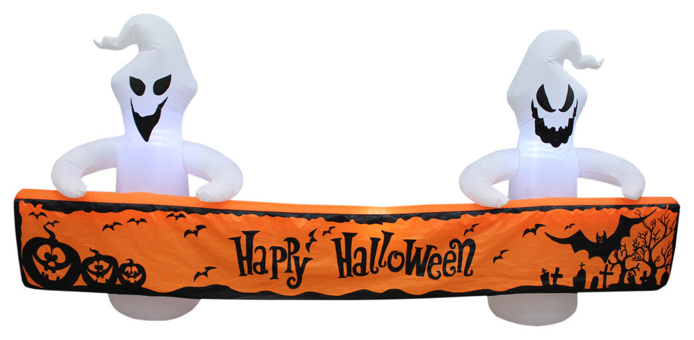 Halloween Inflatable Ghosts With Banner, 8'
