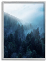 Daylight over Pine Forest Mountain with Fog, 24 x 30