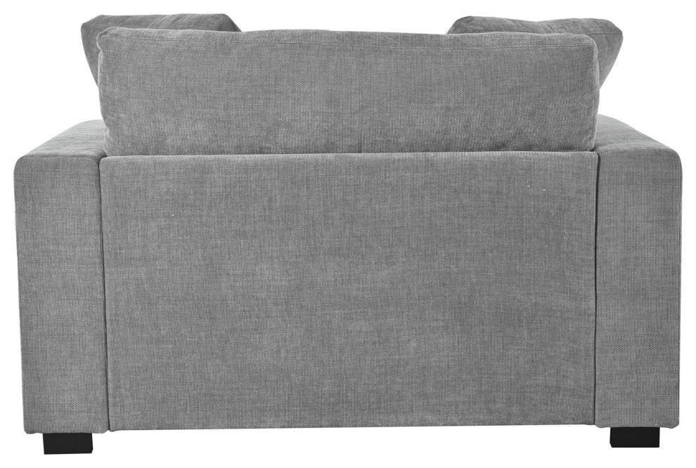 GDF Studio Extra-Large Lounge Chair With Durable Wood Legs & Cozy Fabric, Gray