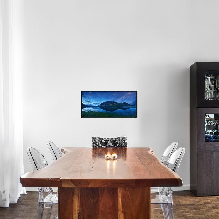 "Lake Hawea" Framed Canvas Giclee by Yan Zhang, 31x15"