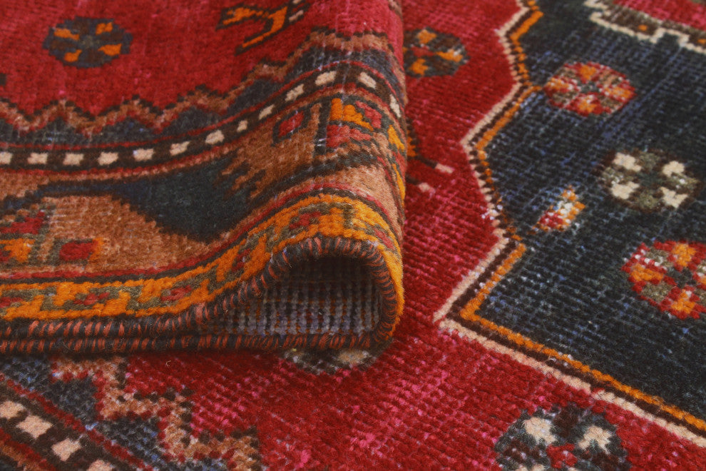 Fine Vintage Distressed Dagobert Red/Charcoal Rug, 4'0 x 6'8