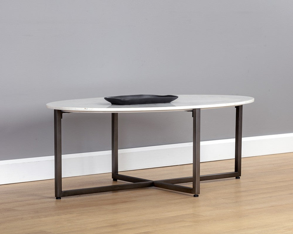 Kiara Coffee Table, Gunmetal, White Marble
