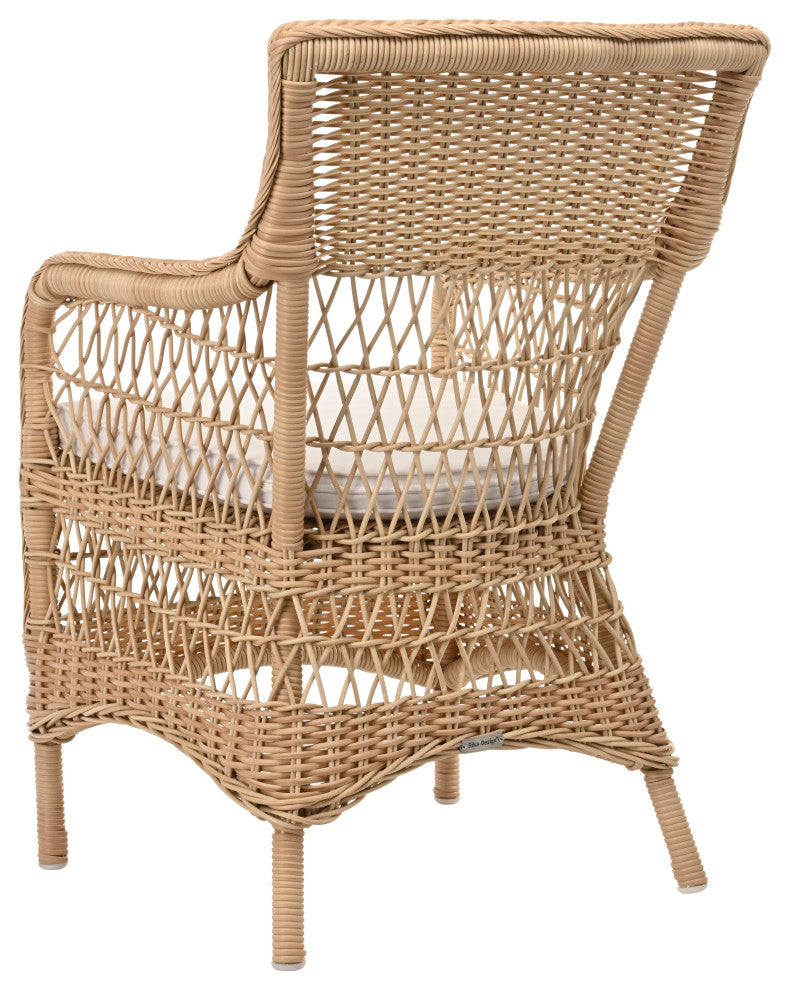 Marie Armchair With Cushion, Natural Finish, Snow White Upholstery