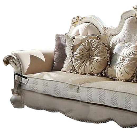 Benzara BM215004 'Scrolled Back Sofa With Rolled Arms, Antique White