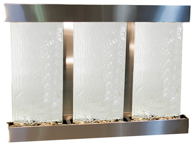 Olympus Falls Water Fountain, Silver Mirror, Stainless Steel, Square