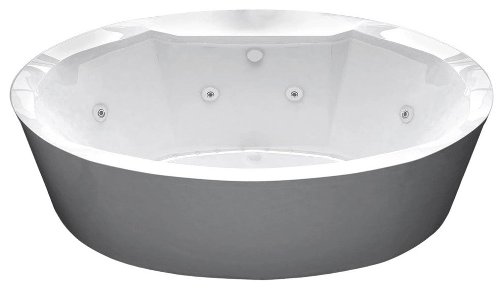 Poussin 34 x 68 Oval Freestanding Air & Whirlpool Jetted Bathtub w/ Center Drain