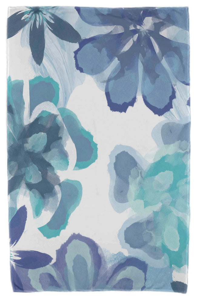 30x60" Ani, Floral Print Beach Towel, Blue