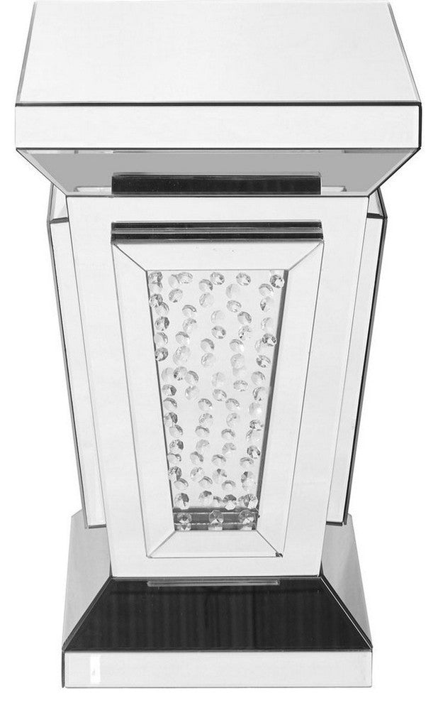 15" Crystal End Table, Clear Mirror Finish