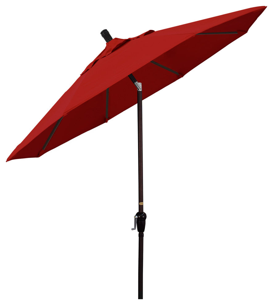 9' Aluminum Umbrella Auto Tilt Bronze, Jockey Red