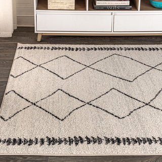 Zaina Moroccan Beni Souk Area Rug, Cream/Black, 8 X 10