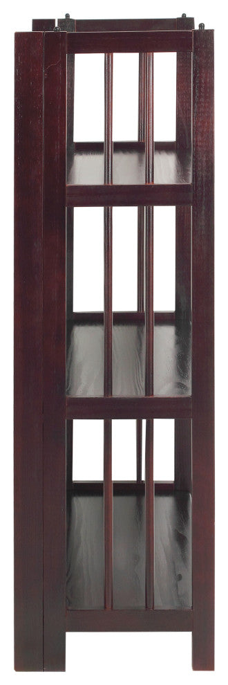 3 Shelf Folding Bookcase, Espresso, Large, 3 Shelf