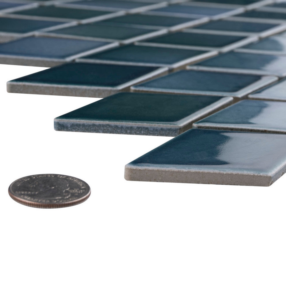 Hudson Kite Porcelain Mosaic Floor and Wall Tile, Aquamarine