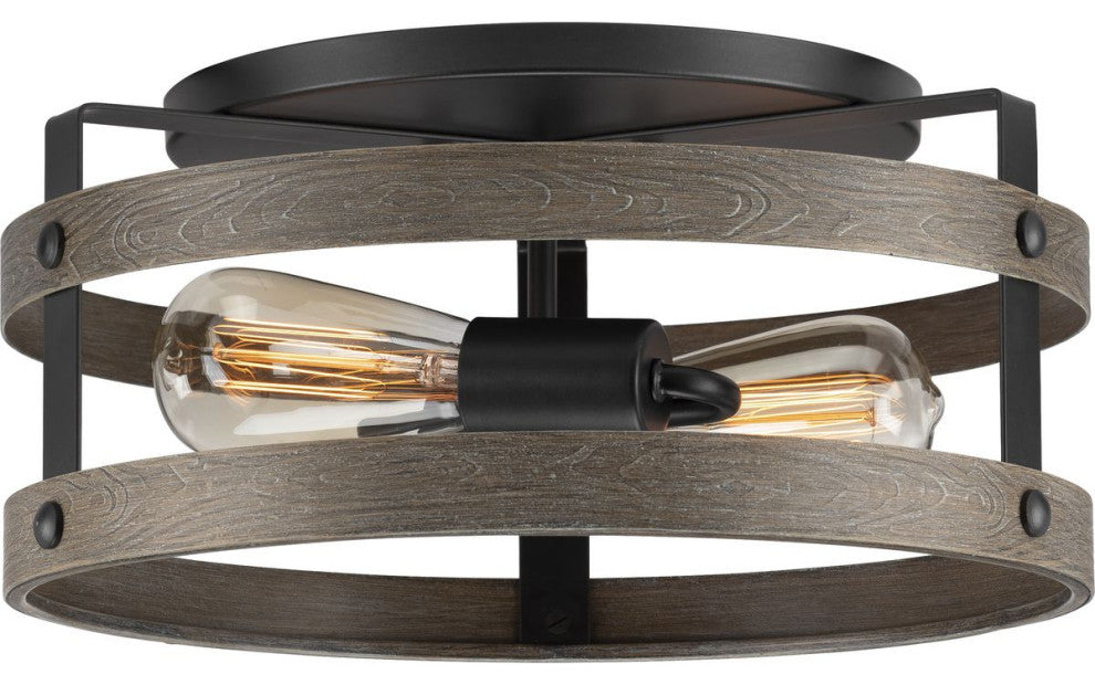 Gulliver 2-Light Weathered Gray Farmhouse Flush Mount Ceiling Light