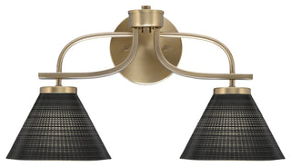 Cavella 2-Light Bath Bar, New Age Brass, 7" Black Matrix Glass