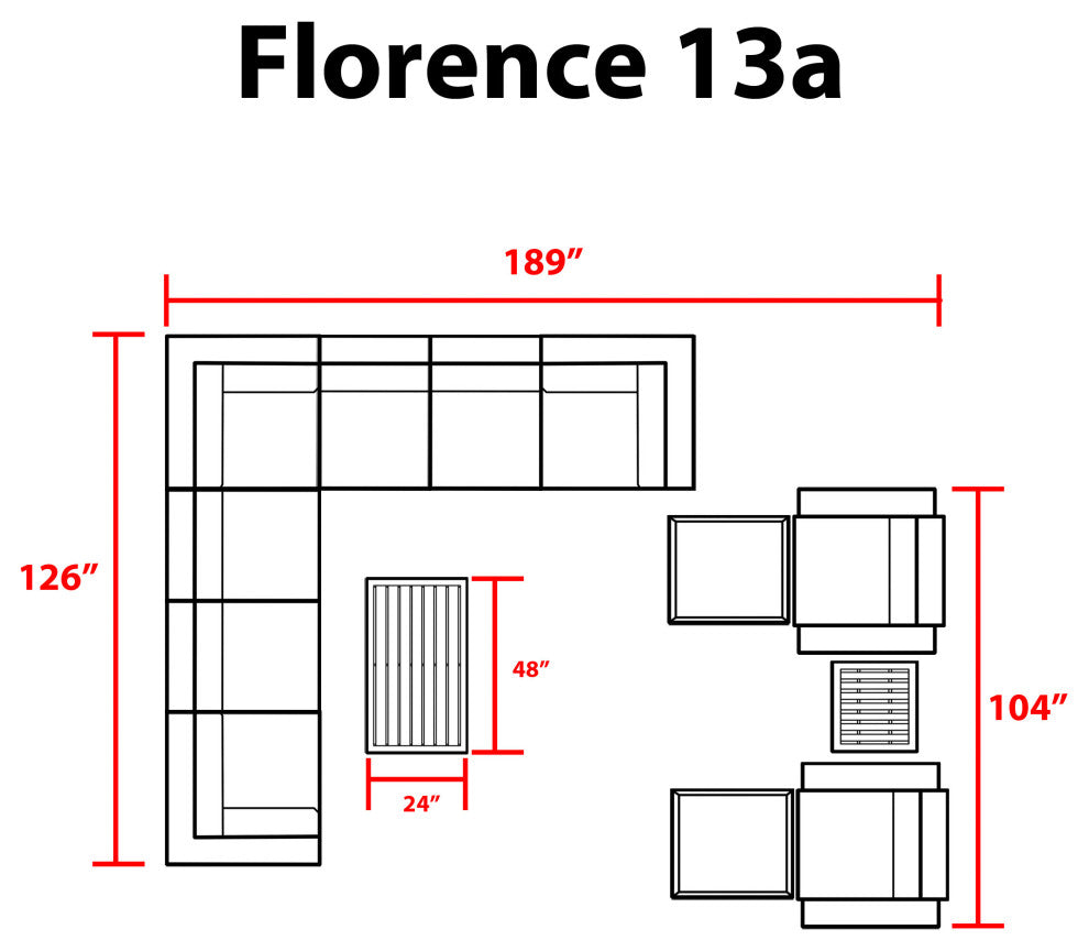 Florence 13 Piece Outdoor Wicker Patio Furniture Set 13a