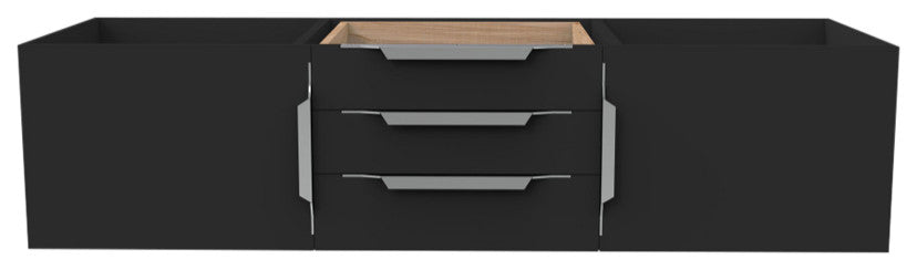 CastelloUSA Alpine 60" Wall Mounted Vanity, Base Only, Black, Brushed Nickel
