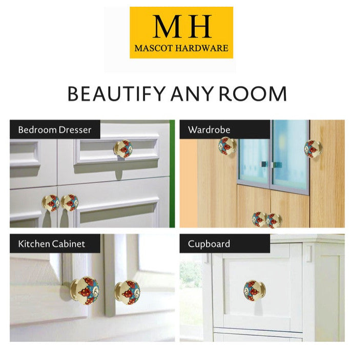 10-pcs Ceramic Designer Knobs, Decorative Ceramic Cabinet Knobs, Drawer Knobs