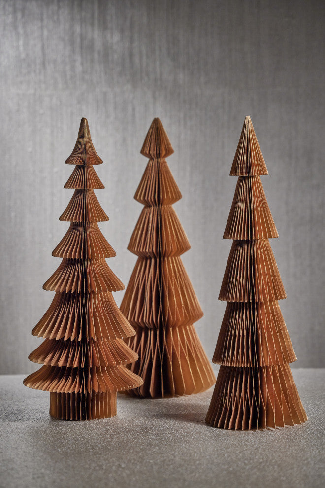 Miriam 24" Paper Decorative Verbier Trees- Gold, Set of 2