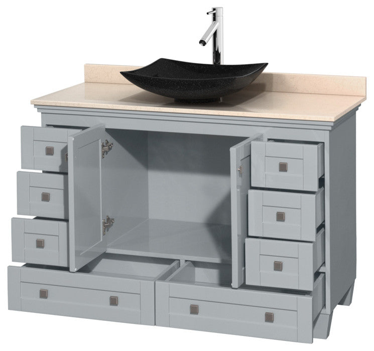 Acclaim Oyster Gray Vanity, 48", Arista Black Granite, Ivory Marble