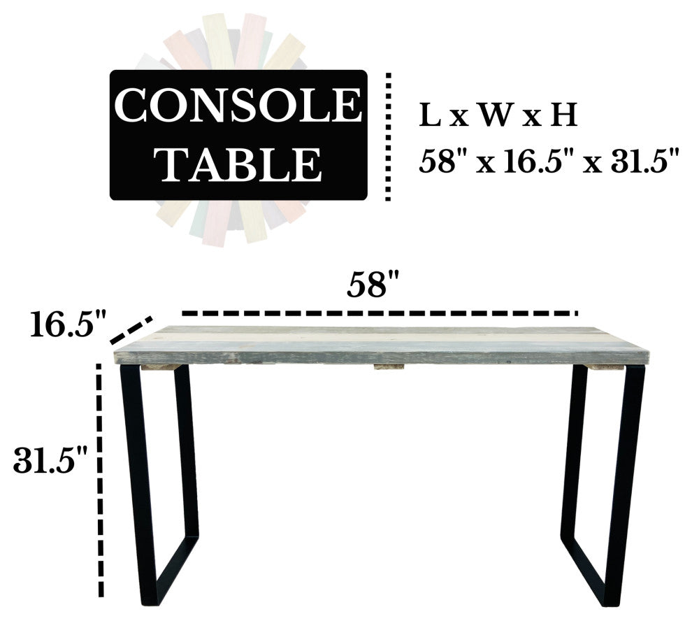 Barn Walls Bedroom Console Table Accent Table, Handcrafted, Farmhouse Mix, 58" Length