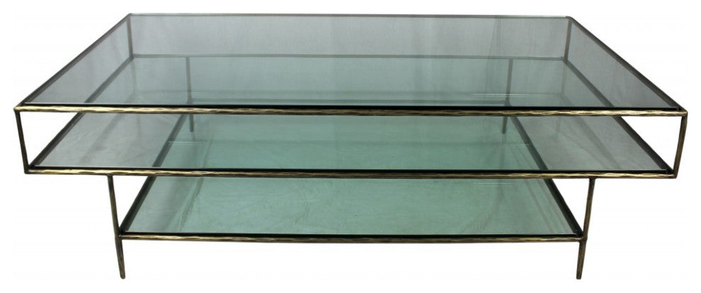 Clear Glass Triple Layered Coffee Table