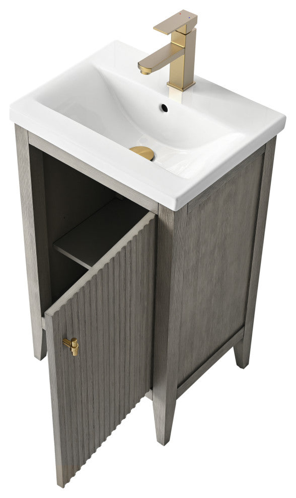 Vanity Art Freestanding Vanity, Driftwood Gray, 20", Single Sink, Golden Brushed