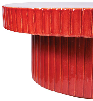 Flute Ceramic Glazed Patio Coffee Table