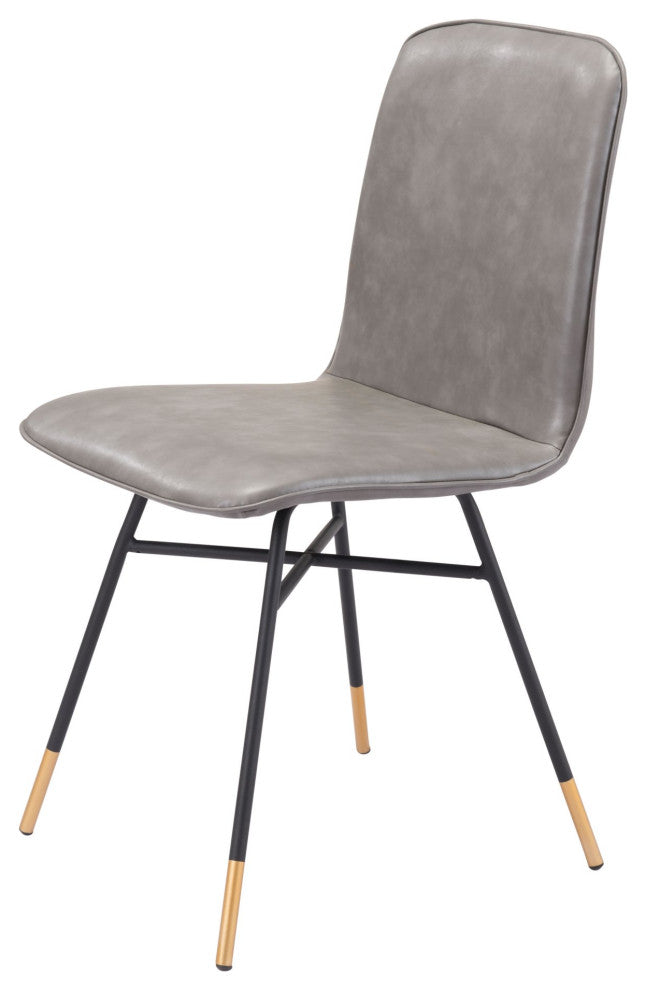 Dining Chair, Set of 2, Steel Metal, Fabric, Gray, Black, Gold