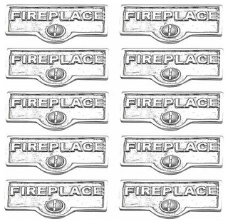 10 Switch Plate Tags FIREPLACE Name Signs Labels Chrome Brass |