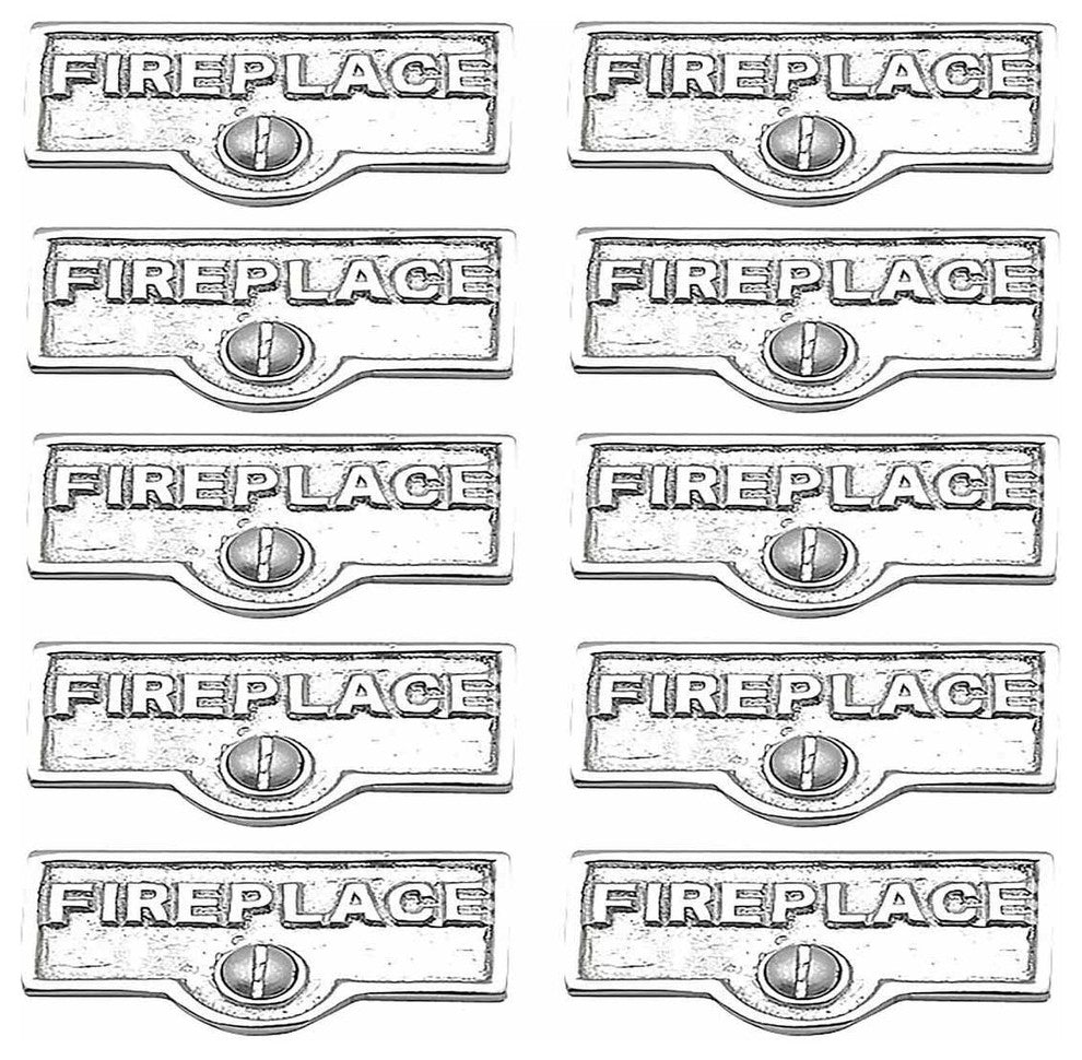 10 Switch Plate Tags FIREPLACE Name Signs Labels Chrome Brass |