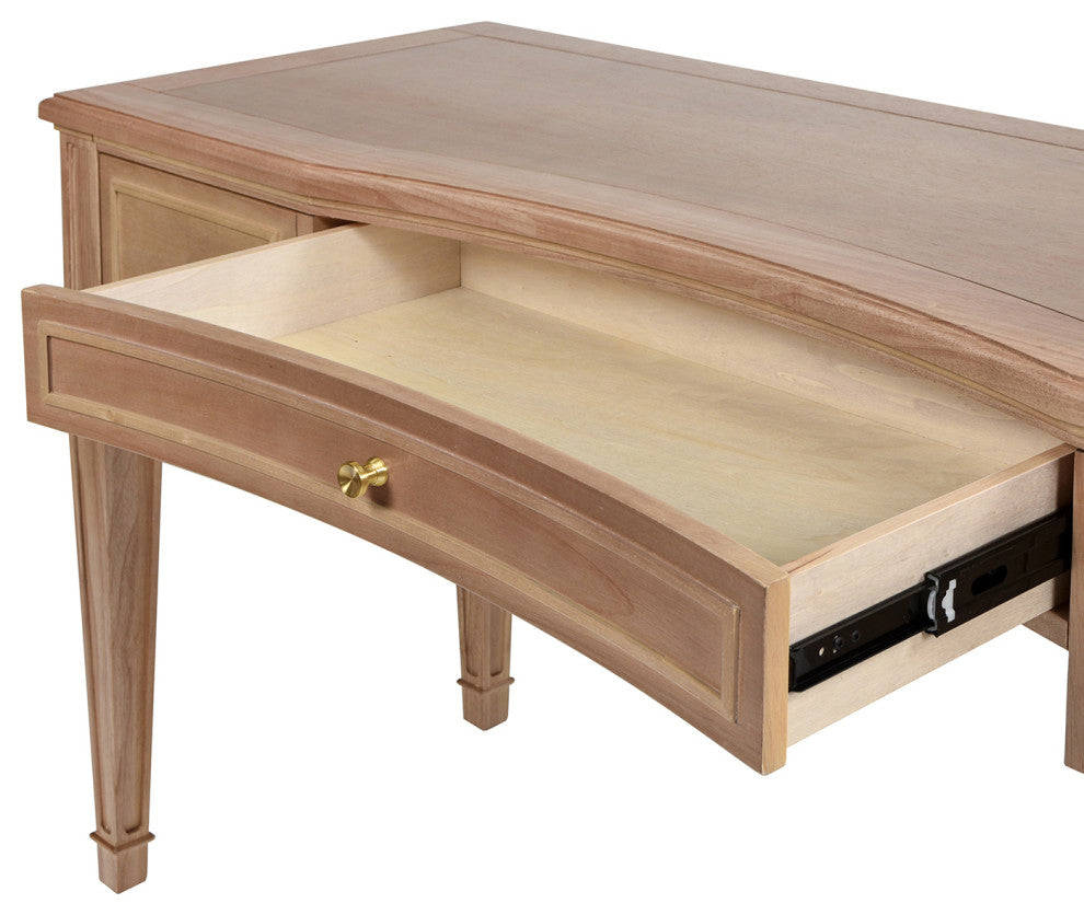 Dauphin 55" 3-Drawer Wood Executive Desk, Natural Brown