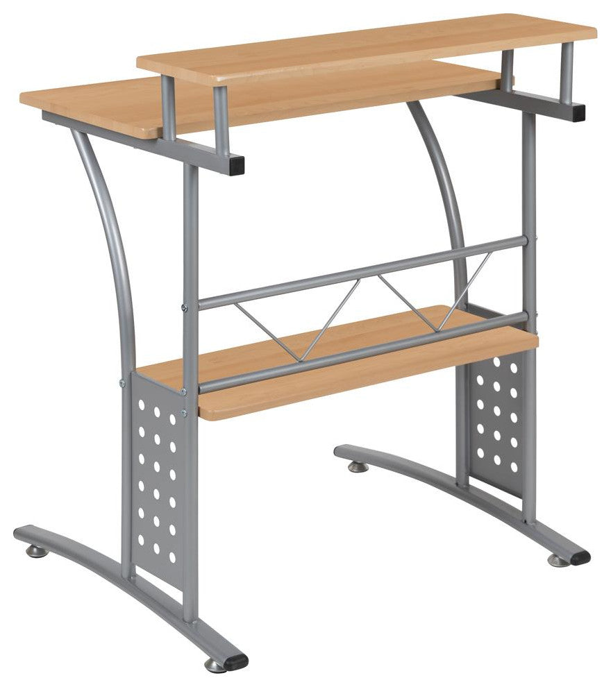Clifton Maple Computer Desk with Top and Lower Storage Shelves