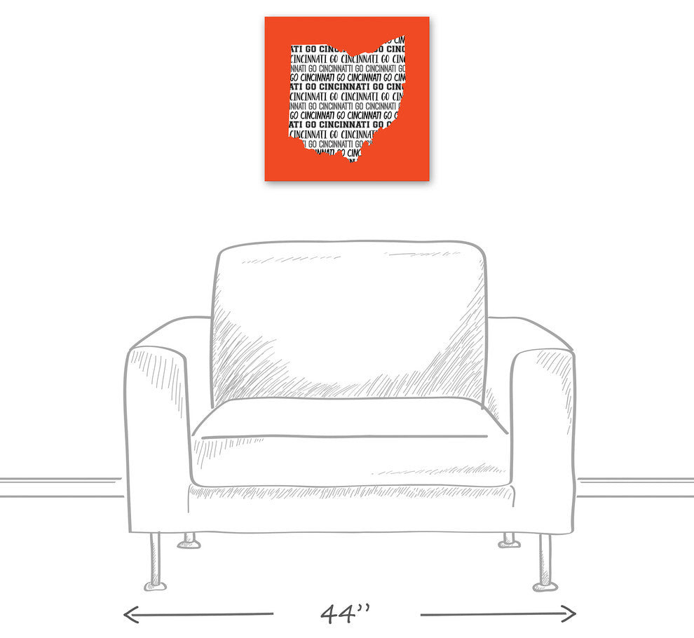 Orange Ohio Go Team 16x16 Canvas Wall Art