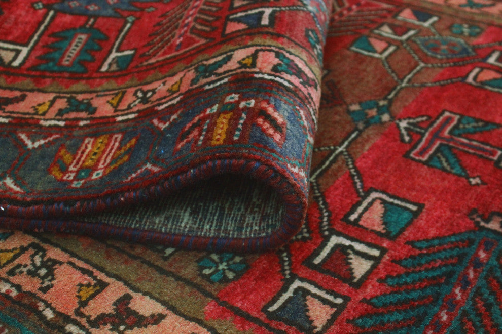 Fine Vintage Distressed Oren Red/Blue Runner, 3'2x11'10