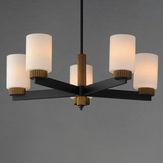 Maxim 32655SW Ruffles 5 Light 30"W Pillar Candle Style Chandelier - Black /