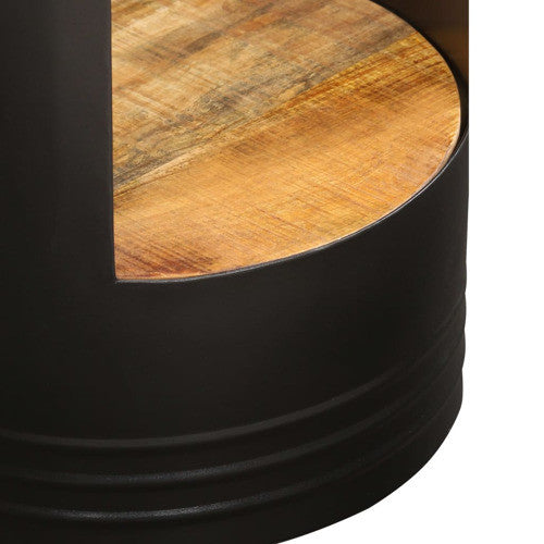 vidaXL Coffee Table Round End Accent Sofa Table with Storage Solid Wood Mango
