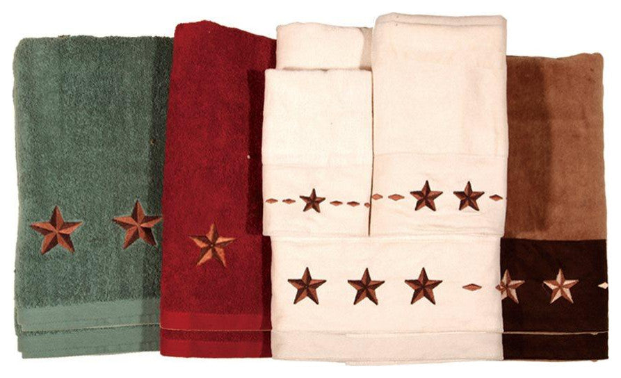 Embroidered Star Towel Set, Cream, 3 Piece