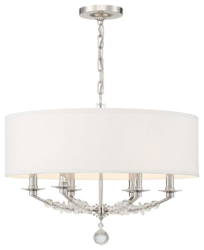 Crystorama 8016-PN, 6-Light Chandelier, Polished Nickel
