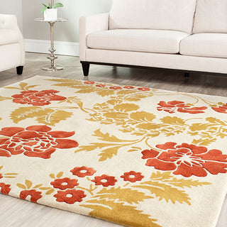 Safavieh Capri Cpr340A Beige, Rust Area Rug, 7'x7' Square