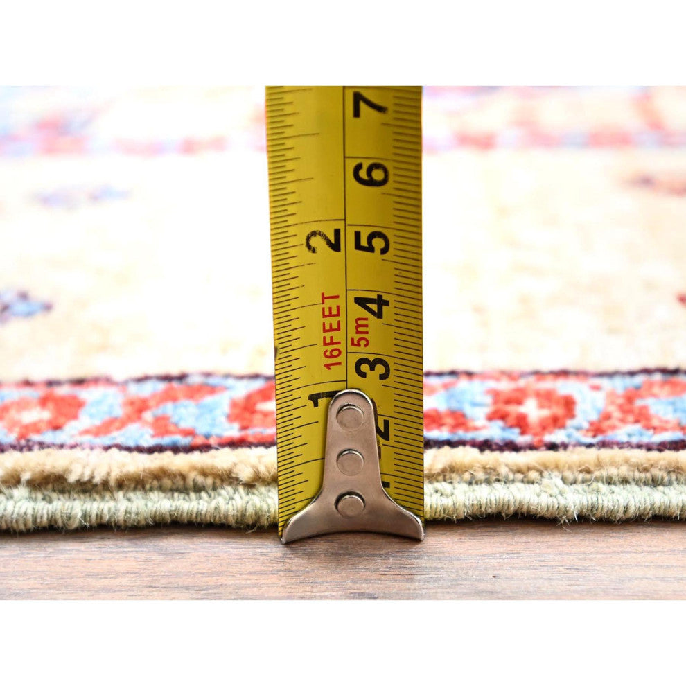 White, Mamluk Design, 100% Wool, Hand Knotted, Oriental Rug, 4'9"x7'1"