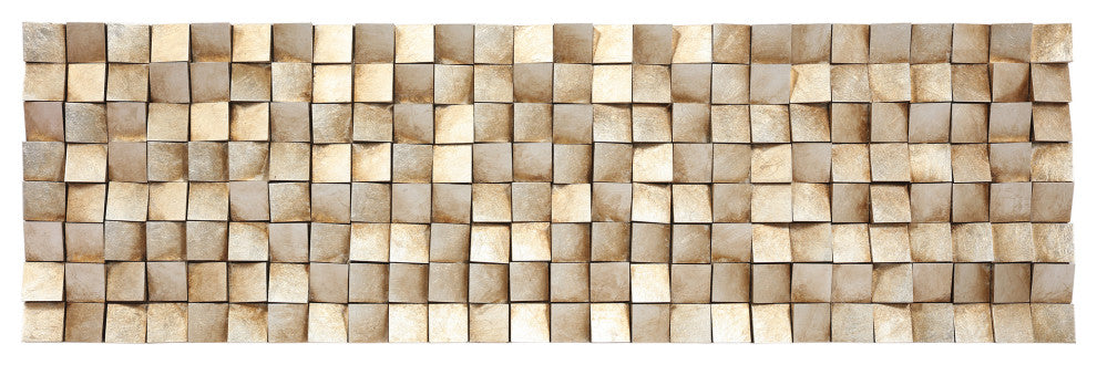 Textured 2 Hand Painted Rugged Blocks with Gold Leaf Wall Art, 72"x22"