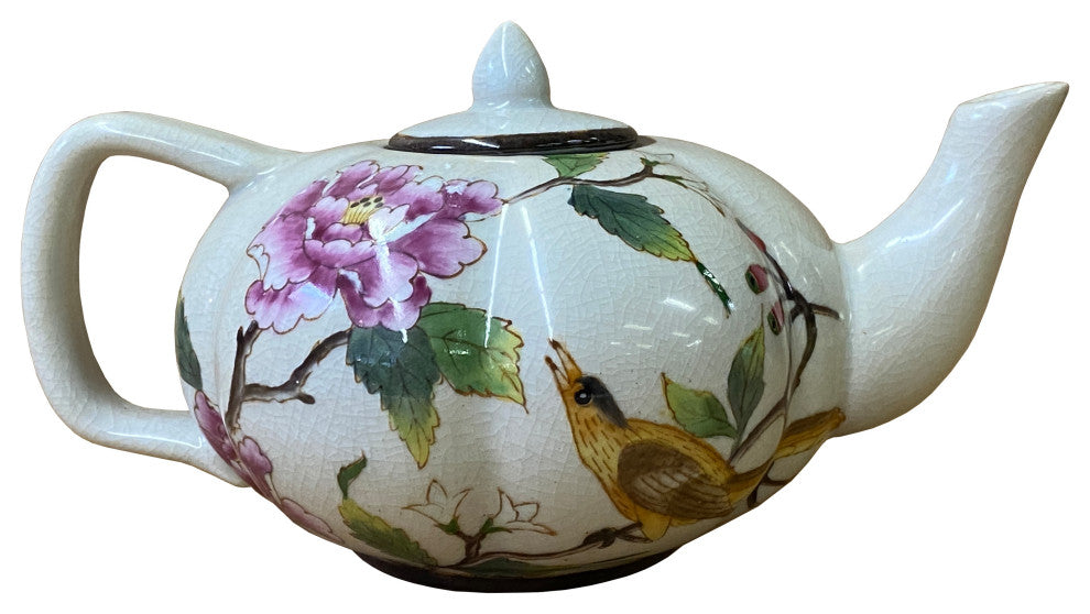 Contemporary Beige Almond Flower Painting Teapot Shape Display Hws1832