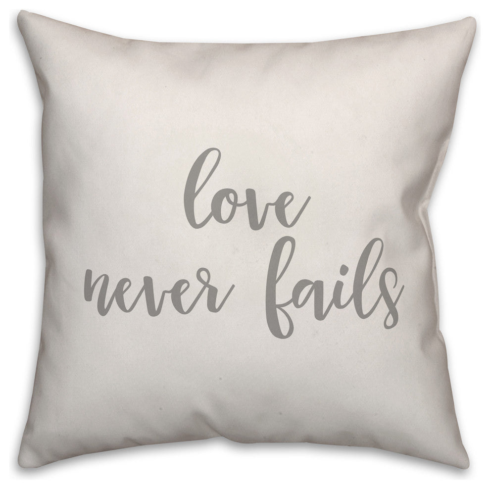 Love Never Fails 16x16 Throw Pillow Cover
