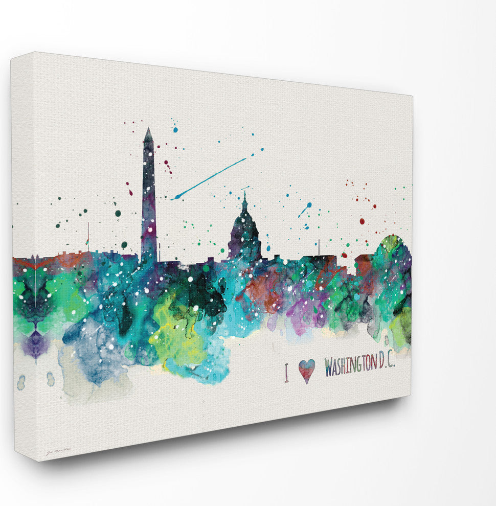 "I Heart Love DC Paint Splatter" 30x40, XXL Stretched Canvas Wall Art