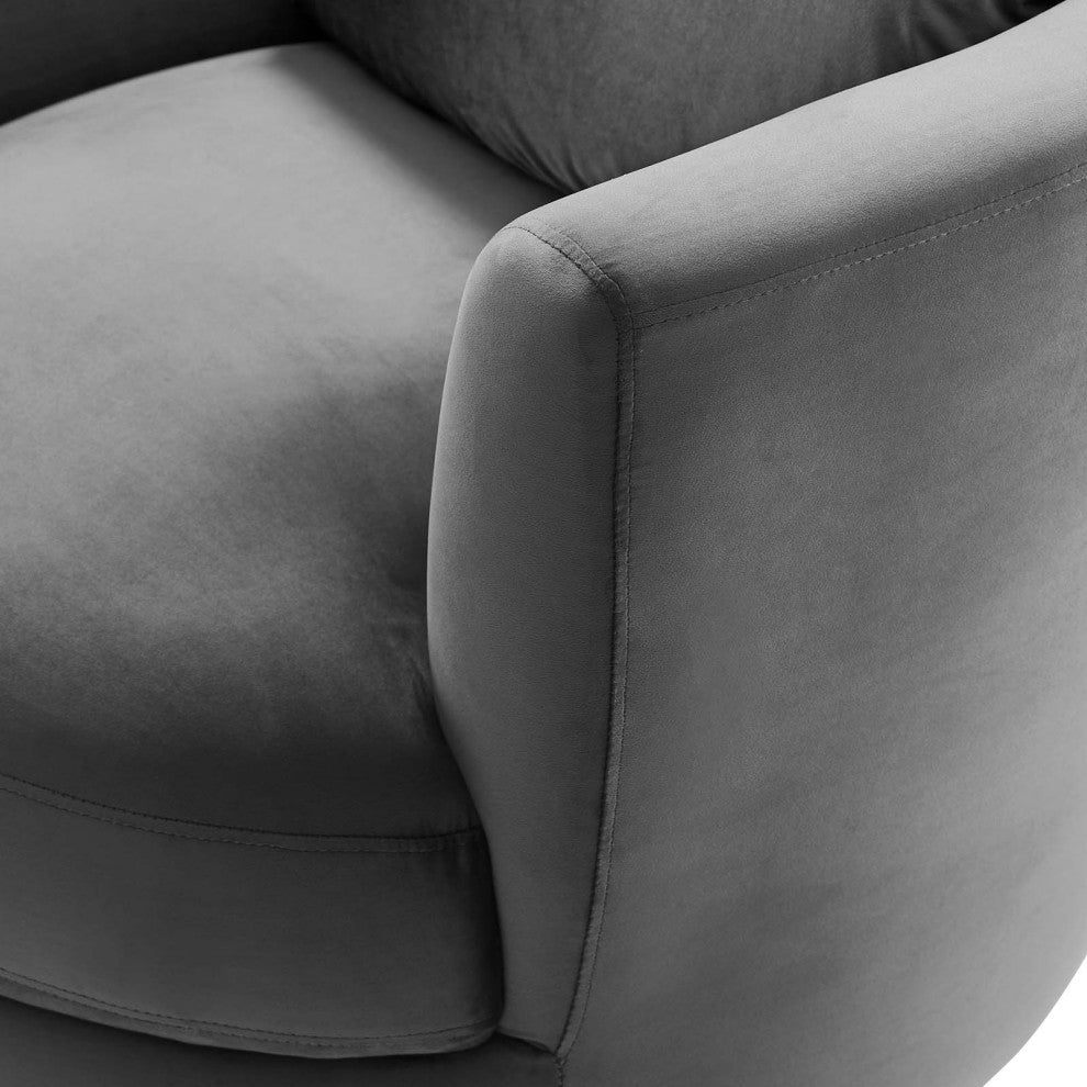 Armchair Accent Chair, Velvet, Gray, Modern, Living Lounge Hospitality