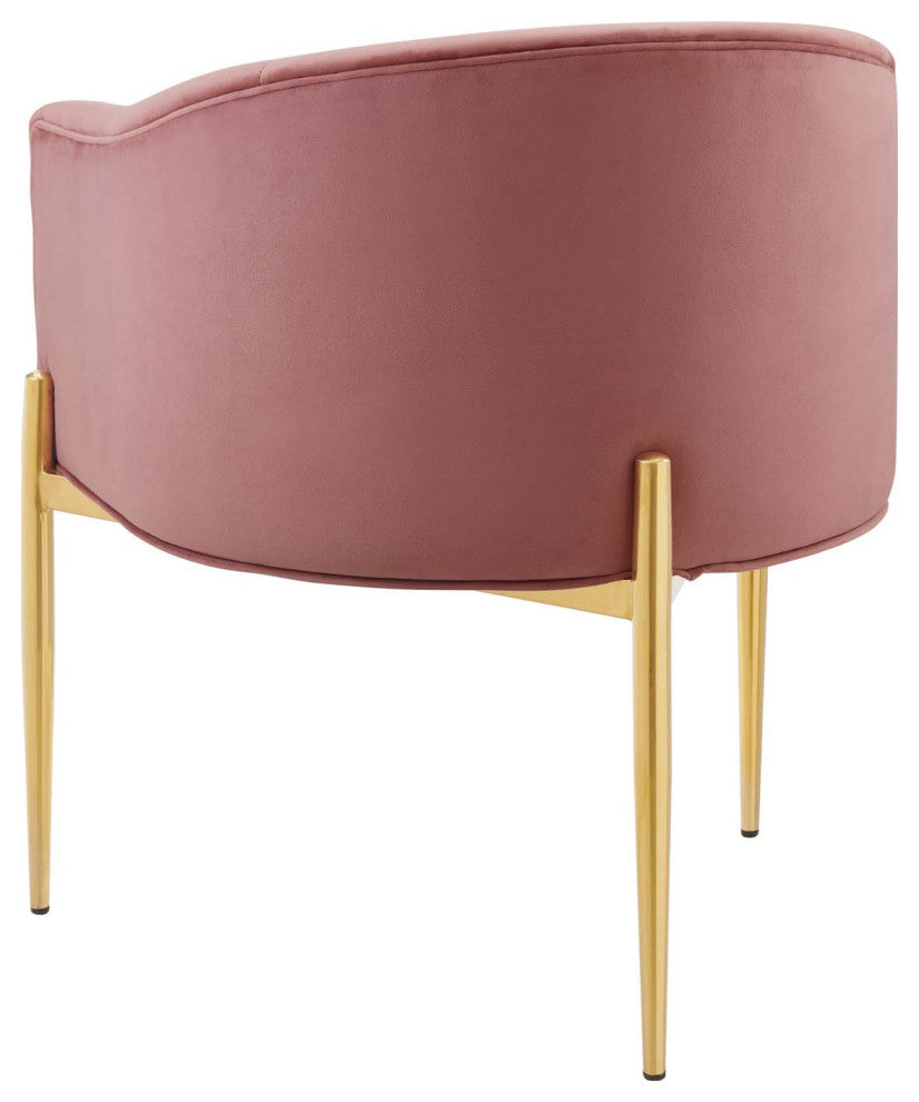 Tufted Accent Chair, Set of 2, Velvet, Metal, Pink, Modern, Lounge Hospitality