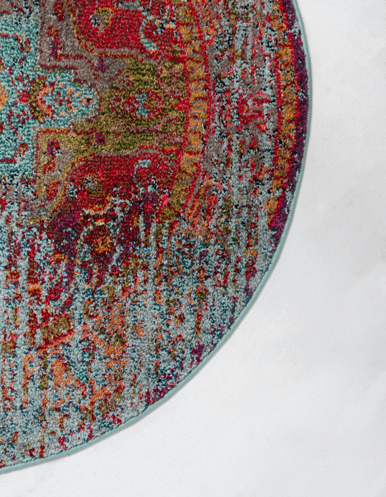 Rug Unique Loom Vita Light Blue Round 8' 0 x 8' 0