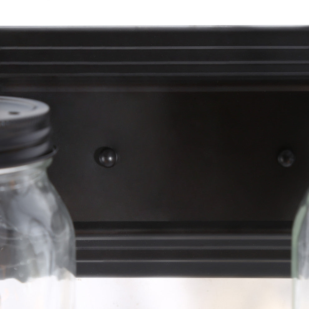 LNC Mason Jar Black Vintage Farmhouse Wall Sconces, 2 Lights