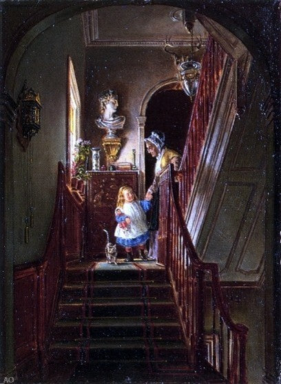 Edward Lamson Henry Descending the Stairs, 21"x28" Wall Decal