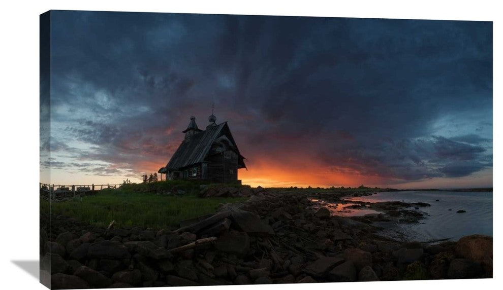 "The Old Church On The Coast Of White Sea" Canvas by Sergey Ershov, 36x22"